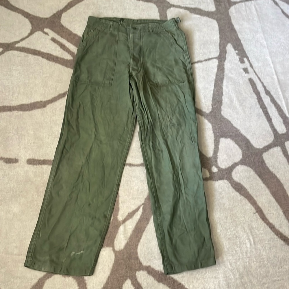 Vintage 1961 Military Pants US Army Trousers Sateen 8.5 OG-J07 Size Medium 33x31